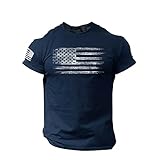 Camisetas para hombre de cuello redondo, camiseta deportiva vintage estampada, manga corta, corte ajustado, camiseta deportiva con estampado de estrella