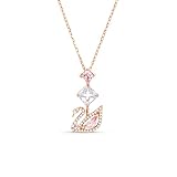 Swarovski Collar Dazzling Swan para Mujer, Colgante de Cisne Y Cristales Blancos Y Rosa, Baño Tono Oro Rosa, Colección Dazzling Swan de Swarovski