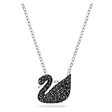 Swarovski Collar con Colgante de Cisne Iconic Swan para Mujer, con Cristales Negros, Baño de Rodio, Colección Iconic Swan de Swarovski