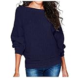 Nidddiv Camisetas de manga larga para mujer, túnica de manga murciélago para mujer, blusas sueltas diarias del Reino Unido, suéter acanalado, sudaderas suaves holgadas, camisetas de color sólido,