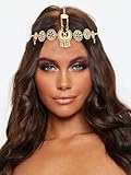 Fashband Boho cabeza cadena oro vintage cabeza tallada agua gota borla accesorios para el cabello festival diadema para mujeres y niñas