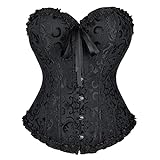 SZIVYSHI Corsé de mujer de pecho completo, gótico, vintage, corset, Negro , 3XL