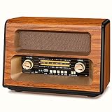 Radio Vintage PRUNUS J-199, Am FM SW Transistores Radio, Radio Retro con Altavoces Bluetooth, Fuente de alimentación de 3 vías, Soporte TF Card/AUX/USB, Decoración para el hogar, Cocina, etc.