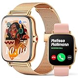 Smartwatch Mujer con Llamada y Whatsapp, 1.69' Reloj Inteligente Mujer para Android iPhone con Seguimiento Menstrual, Presión Arterial, Ritmo Cardíaco, Oxígeno Sanguíneo, Correa de Metal y Silicona