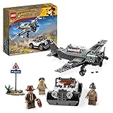 LEGO Indiana Jones Persecución del Caza, Maqueta de Avión para Construir y Coche de Juguete Vintage, Película La Última Cruzada, Set con 3 Mini Figuras 77012
