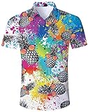 TUONROAD Camisa Hawaiana 3D Piña Camiseta para Hombre Vintage Casual Manga Corta Shirt Verano XL