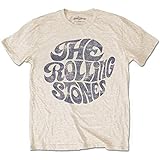 Rolling Stones Vintage 70's Logo Camiseta, Beige, Medium para Hombre