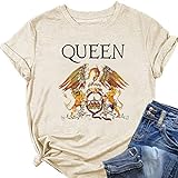 Camisas vintage para mujer, camisetas de música de banda de rock, camisetas de verano, casual, a la moda, músico, retro, camiseta de regalo de manga corta, Beige 2, Small