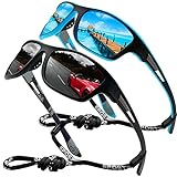 Perfectmiaoxuan Gafas de sol polarizadas para hombre mujer/Golf de pesca fresco Ciclismo El golf Conducción Pescar Alpinismo Deportes al aire libre Gafas de sol (2 PACK (black/blue))