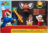 Super Mario-Diorama Castillo de Lava con 3 Figuras 6 cm y 2 Accesorios Accionables Bolas de Fuego son Giratorias, color (Funko 400152)