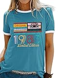 WIEIYM Camiseta para mujer 40 cumpleaños vintage 1983 original edición limitada camiseta con impresión divertida camiseta regalo camiseta tops tops, azul, M