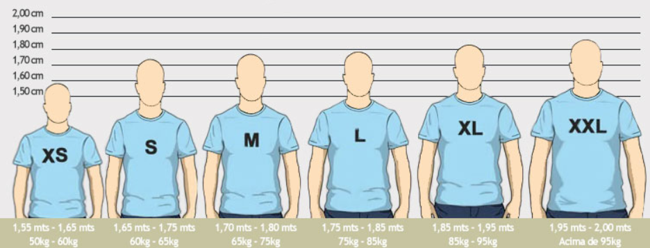 Tamaño de camiseta por altura